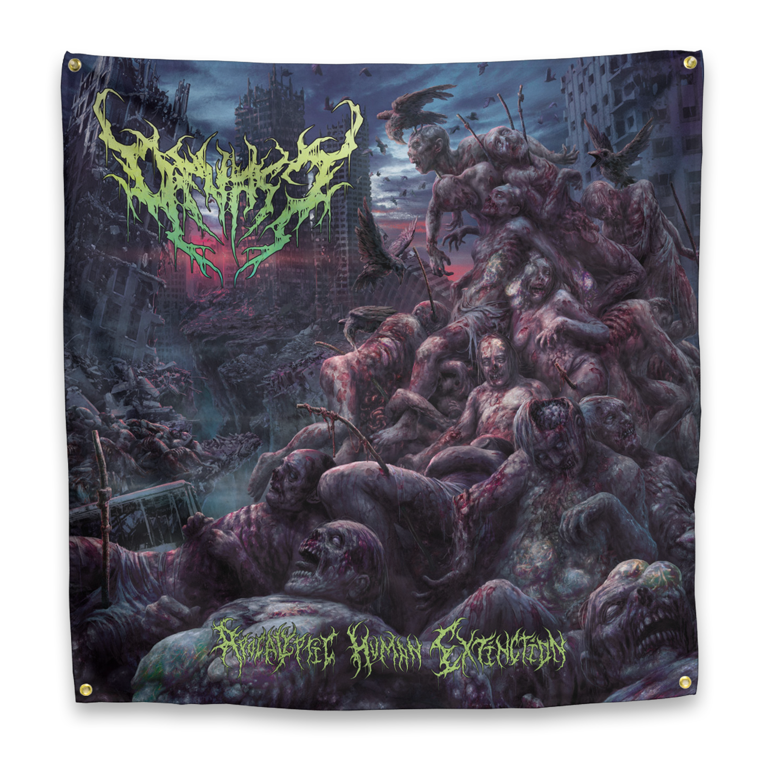 Buy – Devast "Apocalyptic Human Extinction" Flag – Metal Band & Music Merch – Massacre Merch