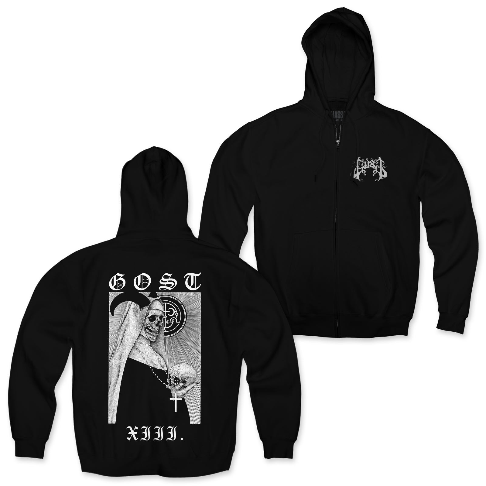 Buy – Gost "Nun" Zip-Up Hoodie – Metal Band & Music Merch – Massacre Merch