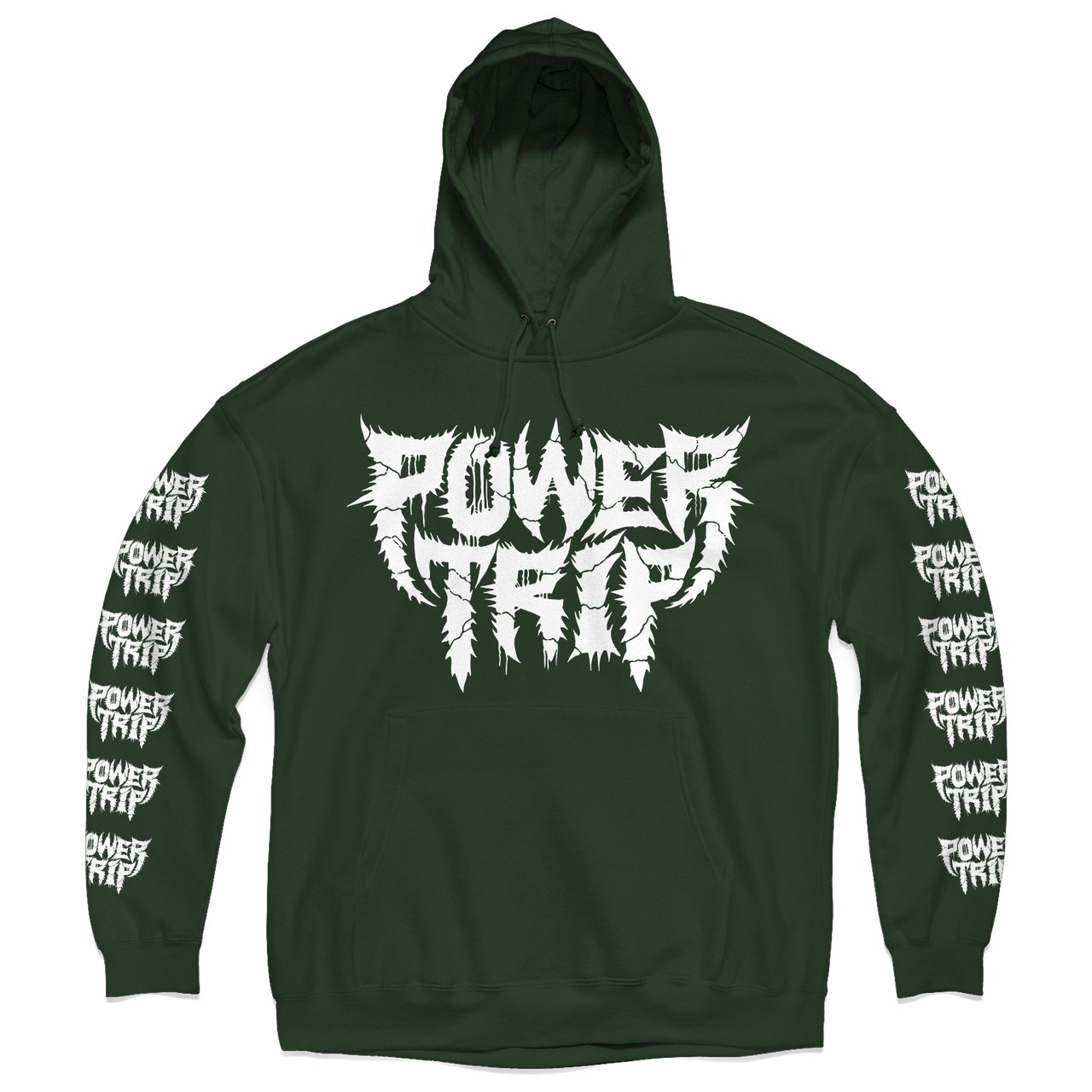 Buy – Power Trip "Spikey Logo Sleeves" Green Hoodie – Metal Band & Music Merch – Massacre Merch