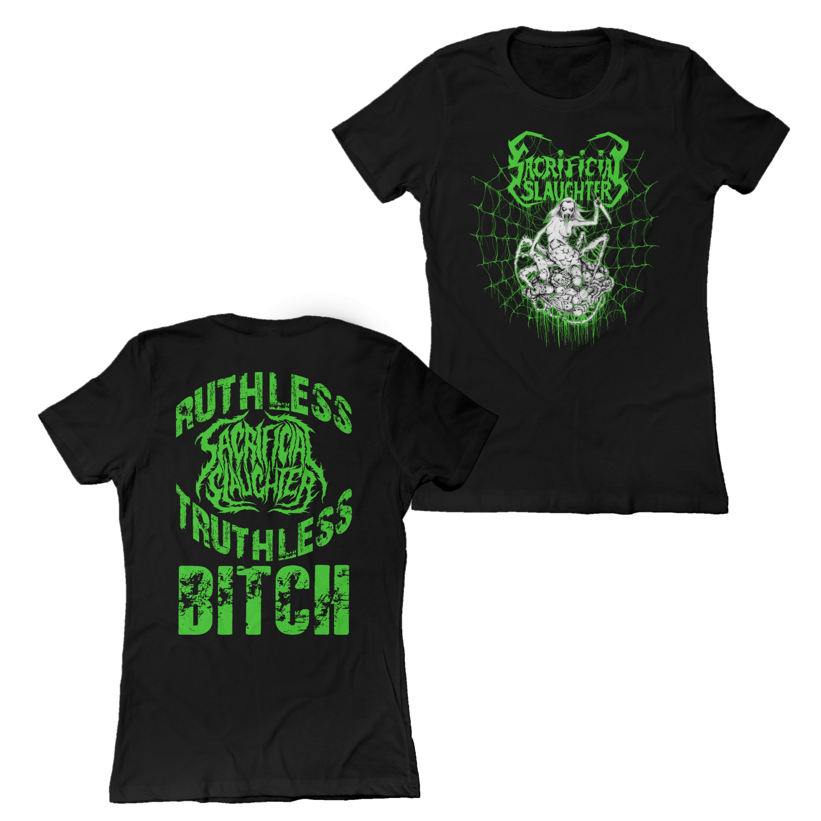 Buy – Sacrificial Slaughter "Spider Lady" Ladies Shirt – Metal Band & Music Merch – Massacre Merch